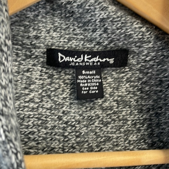 DAVID KAHN jeans wear long gray fringe cardigan short sleeves SZ S - Picture 3 of 6